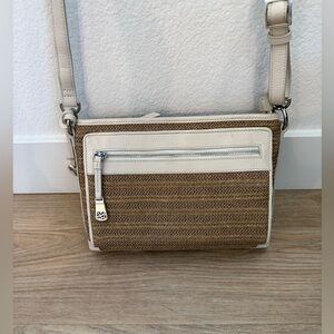 Brighton Straw & Leather Crossbody Bag